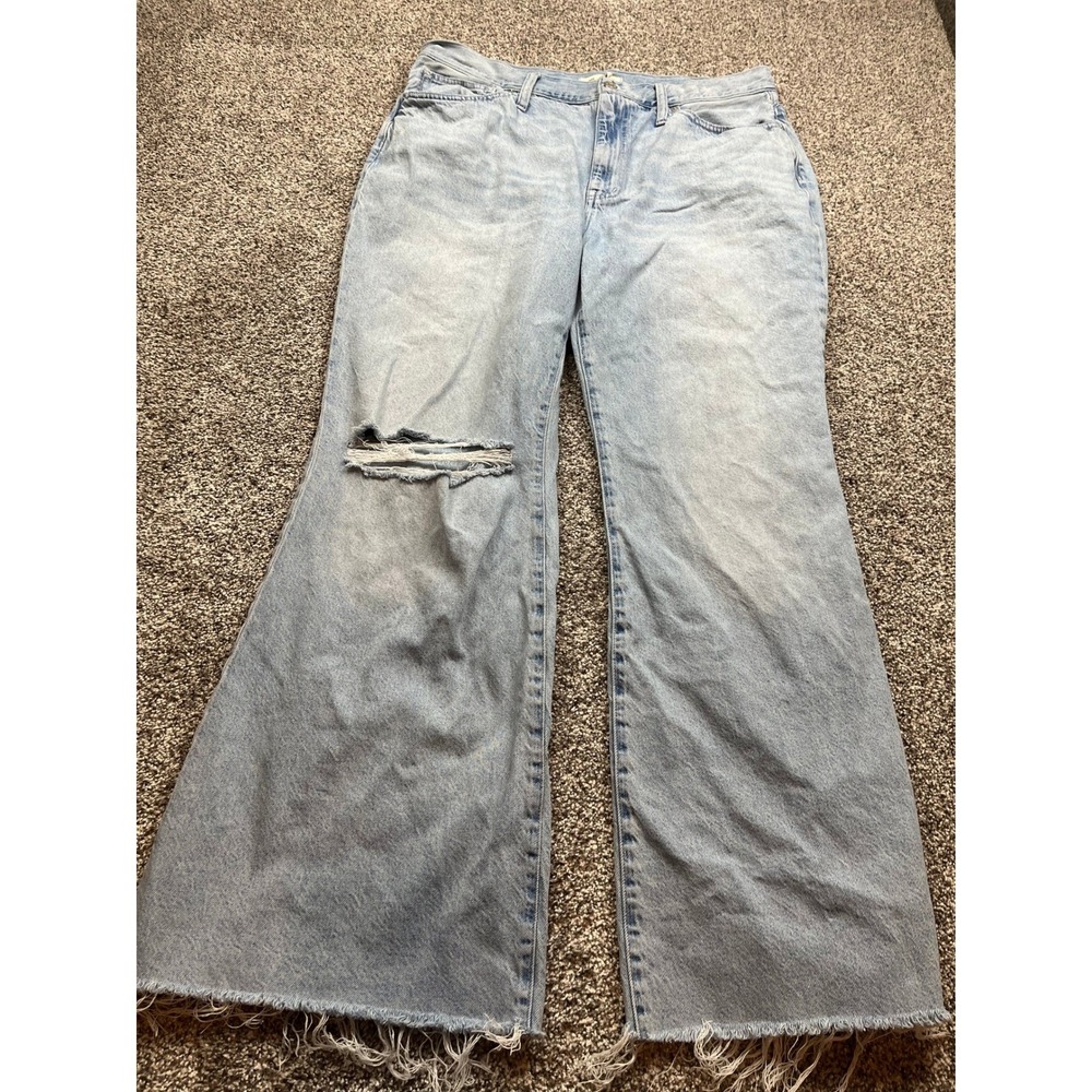 Madewell Jeans Womens 33 wideleg flared Light Wash Distressed Frayed‎ Hem 38X30